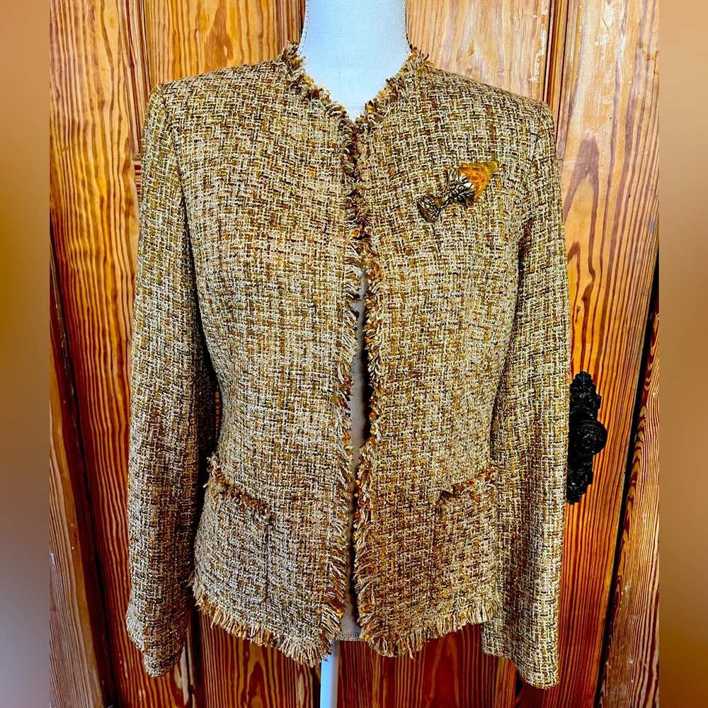 Jones New York Fringe-Trimmed Jacket Size 6